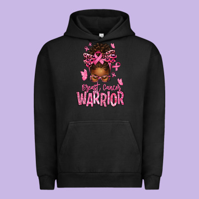 Brest Cancer Warrior Afro Messy Bun Urban Hoodie Designed By Texasbilliewilder