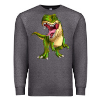 Charcoal Heather T-rex Premium Sweatshirt - MaliasSmallBusiness