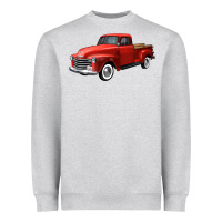Heather Grey western red truck right 34 view Heavyweight Sweatshirt - FaDigitalArtStudio