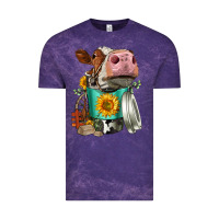 Cloud Purple Simmental Cow Coffee Cup Vintage Tee - FaDigitalArtStudio