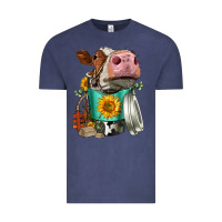 Vintage Denim Simmental Cow Coffee Cup Vintage Tee - FaDigitalArtStudio