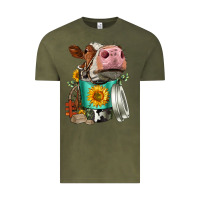 Vintage Olive Simmental Cow Coffee Cup Vintage Tee - FaDigitalArtStudio