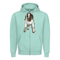 Seafoam baby boer goat Zipper Hoodie - LillyAllenDesigns