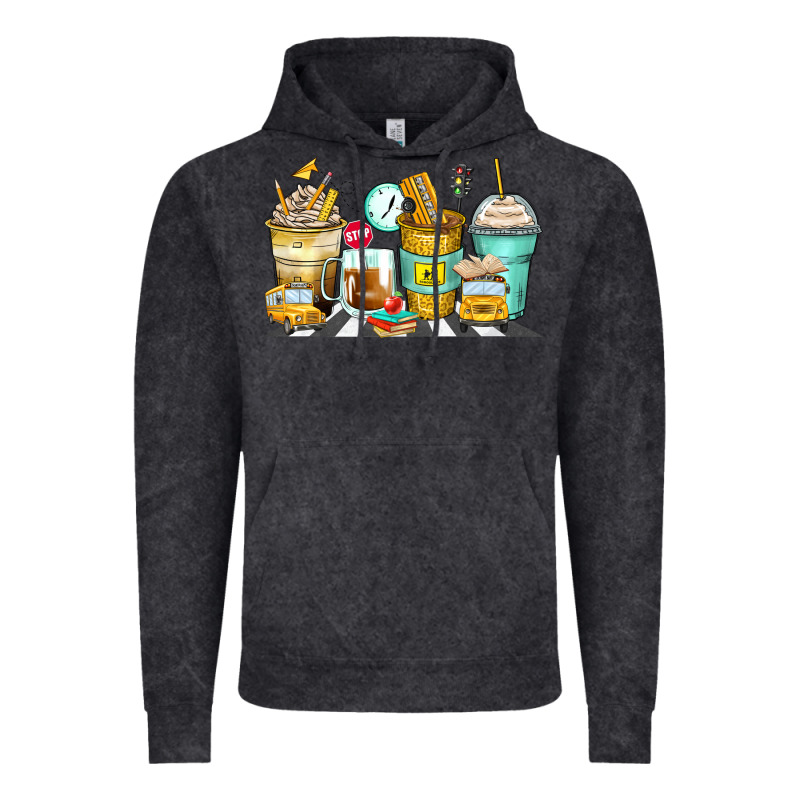 School Bus Coffee Cups Vintage Hoodie by Zillion Design Studio | Teevron