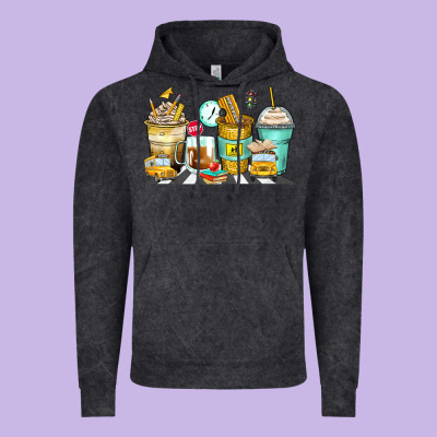 School Bus Coffee Cups Vintage Hoodie Designed By Zillion Design Studio