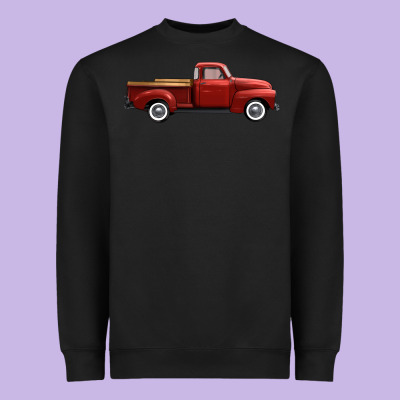 Western Red Truck Right Side View Heavyweight Sweatshirt Designed By Fadigitalartstudio