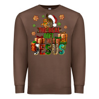 Chestnut The real gift is Jesus Premium Sweatshirt - NancyCooperArtShop