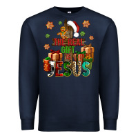 Navy The real gift is Jesus Premium Sweatshirt - NancyCooperArtShop