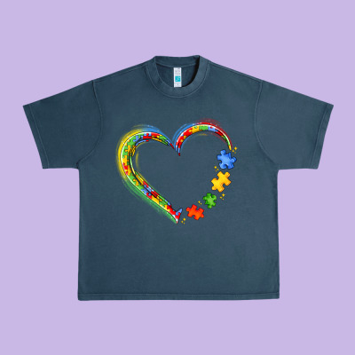 Autism Heart Urban Heavy Tee Designed By Jahusdesignshop