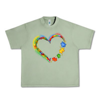 Oil Green autism heart Urban Heavy Tee - JahusDesignShop