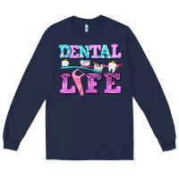 Navy dental life with teeth Long Sleeve Tee - AdoDesignShop