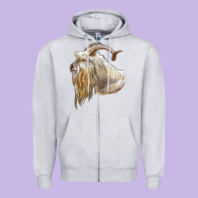 Kiko Goat Face Zipper Hoodie Designed By Lillyallendesigns