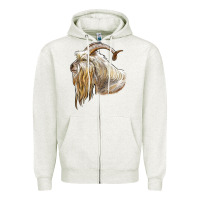 Oatmeal Heather kiko goat face Zipper Hoodie - LillyAllenDesigns