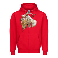 Red kiko goat face Zipper Hoodie - LillyAllenDesigns