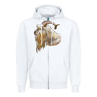 White kiko goat face Zipper Hoodie - LillyAllenDesigns