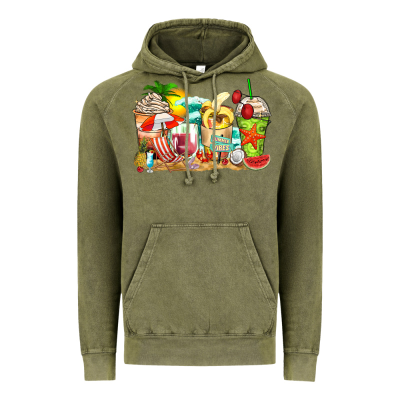 Summer Vibes Coffee Cups Vintage Hoodie by Zillion Design Studio | Teevron