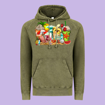 Summer Vibes Coffee Cups Vintage Hoodie Designed By Zillion Design Studio