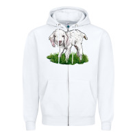 White Baby Angora Goat Zipper Hoodie - LillyAllenDesigns