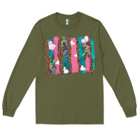 Army Green v.d turquoise leopard and flowers  brushstrokes Long Sleeve Tee - AdoDesignShop