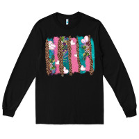 Black v.d turquoise leopard and flowers  brushstrokes Long Sleeve Tee - AdoDesignShop