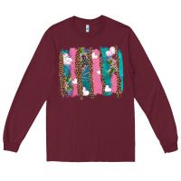Burgundy v.d turquoise leopard and flowers  brushstrokes Long Sleeve Tee - AdoDesignShop
