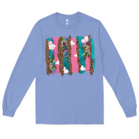 Colony Blue v.d turquoise leopard and flowers  brushstrokes Long Sleeve Tee - AdoDesignShop