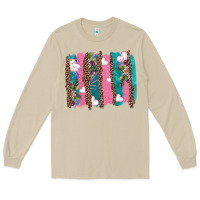 Mushroom v.d turquoise leopard and flowers  brushstrokes Long Sleeve Tee - AdoDesignShop