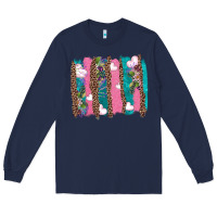 Navy v.d turquoise leopard and flowers  brushstrokes Long Sleeve Tee - AdoDesignShop