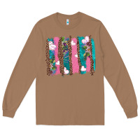 Toasted Coconut v.d turquoise leopard and flowers  brushstrokes Long Sleeve Tee - AdoDesignShop
