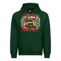 Forest Green merry christmas school bus Urban Hoodie - texasbilliewilder