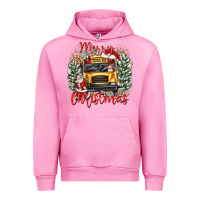 Fuchsia Pink merry christmas school bus Urban Hoodie - texasbilliewilder