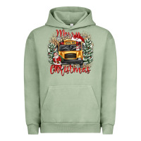 Pigment Oil Green merry christmas school bus Urban Hoodie - texasbilliewilder