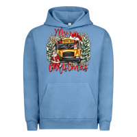 Pigment Pebble Blue merry christmas school bus Urban Hoodie - texasbilliewilder