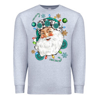Heather Grey Western Santa Christmas Premium Sweatshirt - NancyCooperArtShop