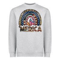 Heather Grey merica rainbow Heavyweight Sweatshirt - CowhideDigitalArt