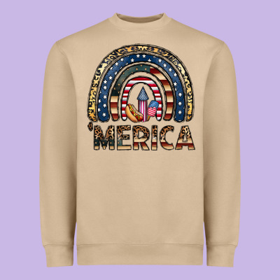 Merica Rainbow Heavyweight Sweatshirt Designed By Cowhidedigitalart