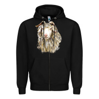 Black Angora Goat Face Zipper Hoodie - LillyAllenDesigns