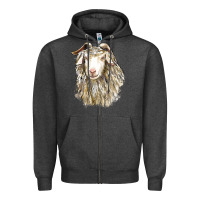 Charcoal Heather Angora Goat Face Zipper Hoodie - LillyAllenDesigns