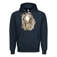 Navy Angora Goat Face Zipper Hoodie - LillyAllenDesigns