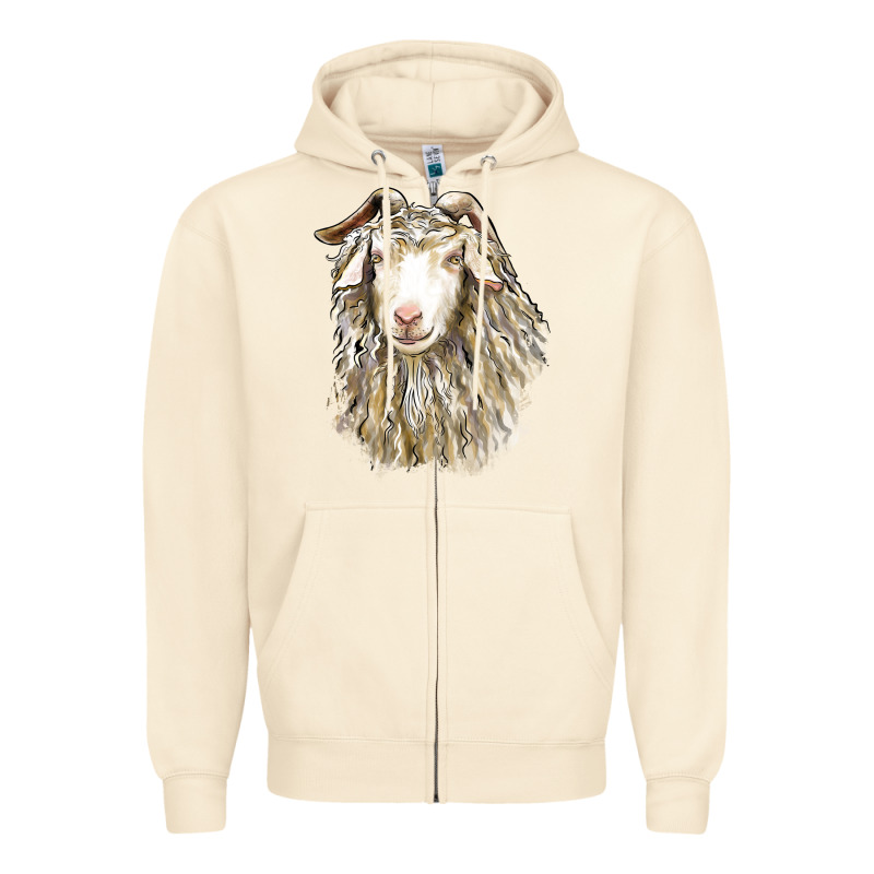 Angora Goat Face Zipper Hoodie by LillyAllenDesigns | Teevron