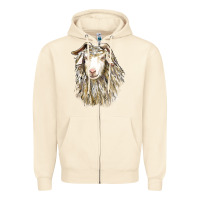 Sandshell Angora Goat Face Zipper Hoodie - LillyAllenDesigns