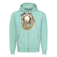 Seafoam Angora Goat Face Zipper Hoodie - LillyAllenDesigns