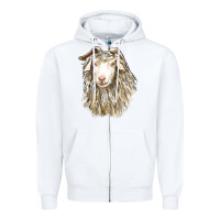 White Angora Goat Face Zipper Hoodie - LillyAllenDesigns