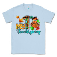 Dusty Blue my first thanksgiving with turkey Classic Tee - AdoDesignShop
