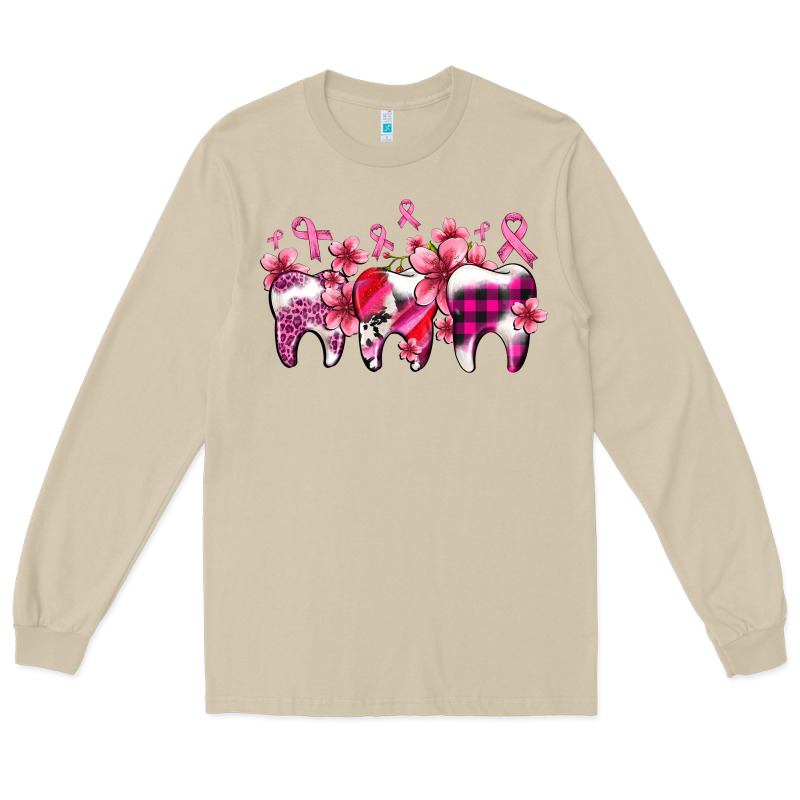 Cancer Ribbon With Teeth Long Sleeve Tee by AdoDesignShop | Teevron