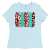 Baby Blue valentine's day floral leopard brushstroke Ladies Tee - AdoDesignShop