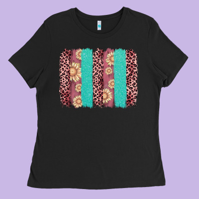 Valentine's Day Floral Leopard Brushstroke Ladies Tee Designed By Adodesignshop