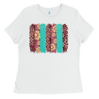 White valentine's day floral leopard brushstroke Ladies Tee - AdoDesignShop