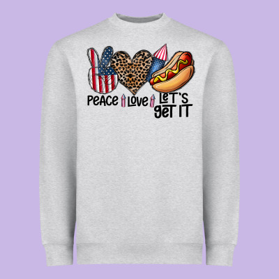 Peace Love Let's Get It Heavyweight Sweatshirt Designed By Cowhidedigitalart