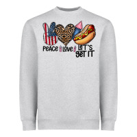 Heather Grey peace love let's get it Heavyweight Sweatshirt - CowhideDigitalArt
